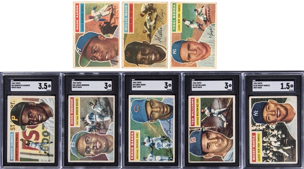 1956 Topps Baseball Complete Set (340) – Including SGC-Graded Mantle, Clemente, Robinson, Banks and Williams Examples